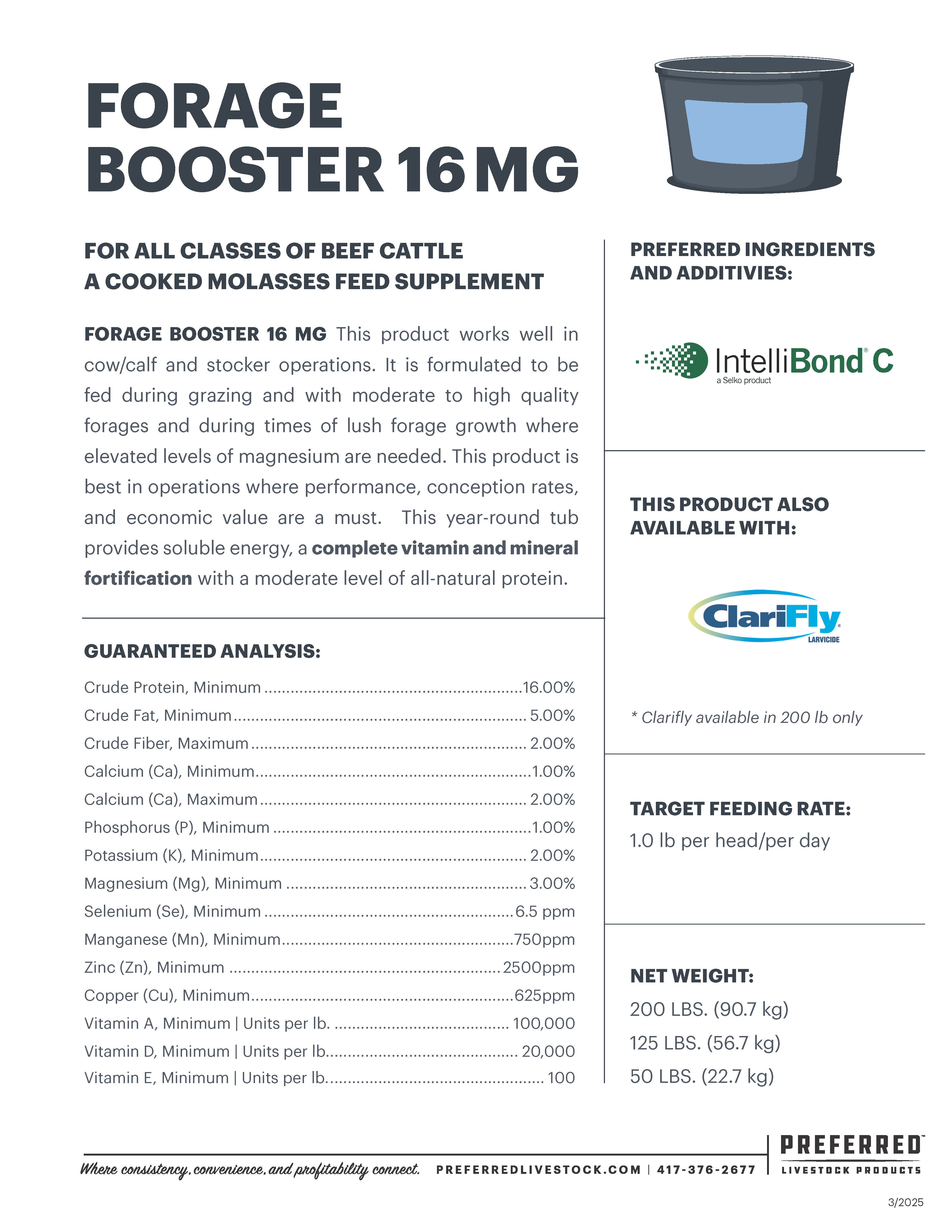 PREFERRED LIVESTOCK FORAGE BOOSTER 16 W/ HIGH MAG & CLARIFLY 200#