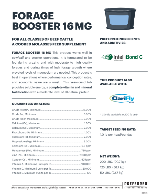 PREFERRED LIVESTOCK FORAGE BOOSTER 16 MG - 50#