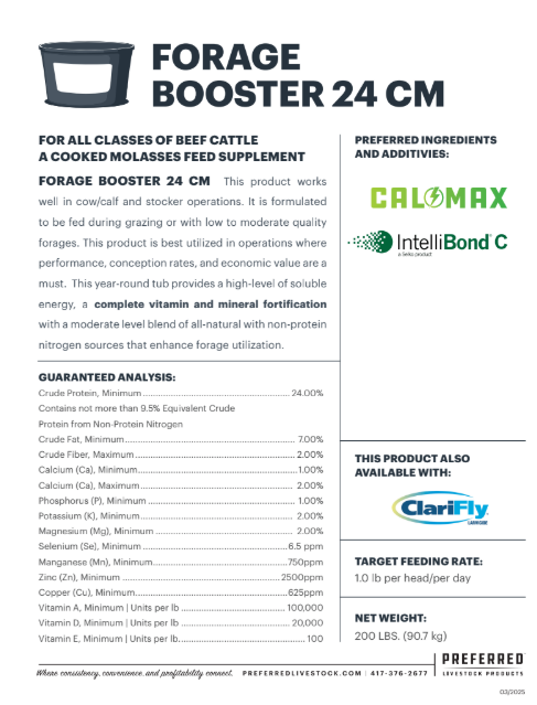 PREFERRED LIVESTOCK FORAGE BOOSTER 24CM WITH CLARIFLY - 200#