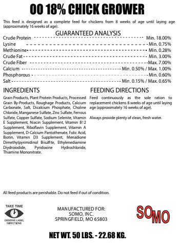 DOUBLE OO 18% CHICK GROWER - 50#