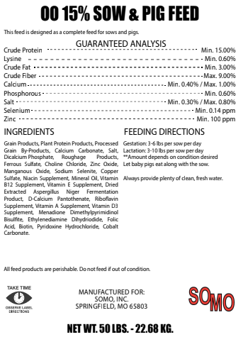 DOUBLE OO 15% SOW & PIG PELLETS - 50#