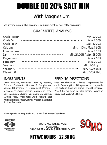 DOUBLE OO 20% SALT MIX WITH MAG - 50#