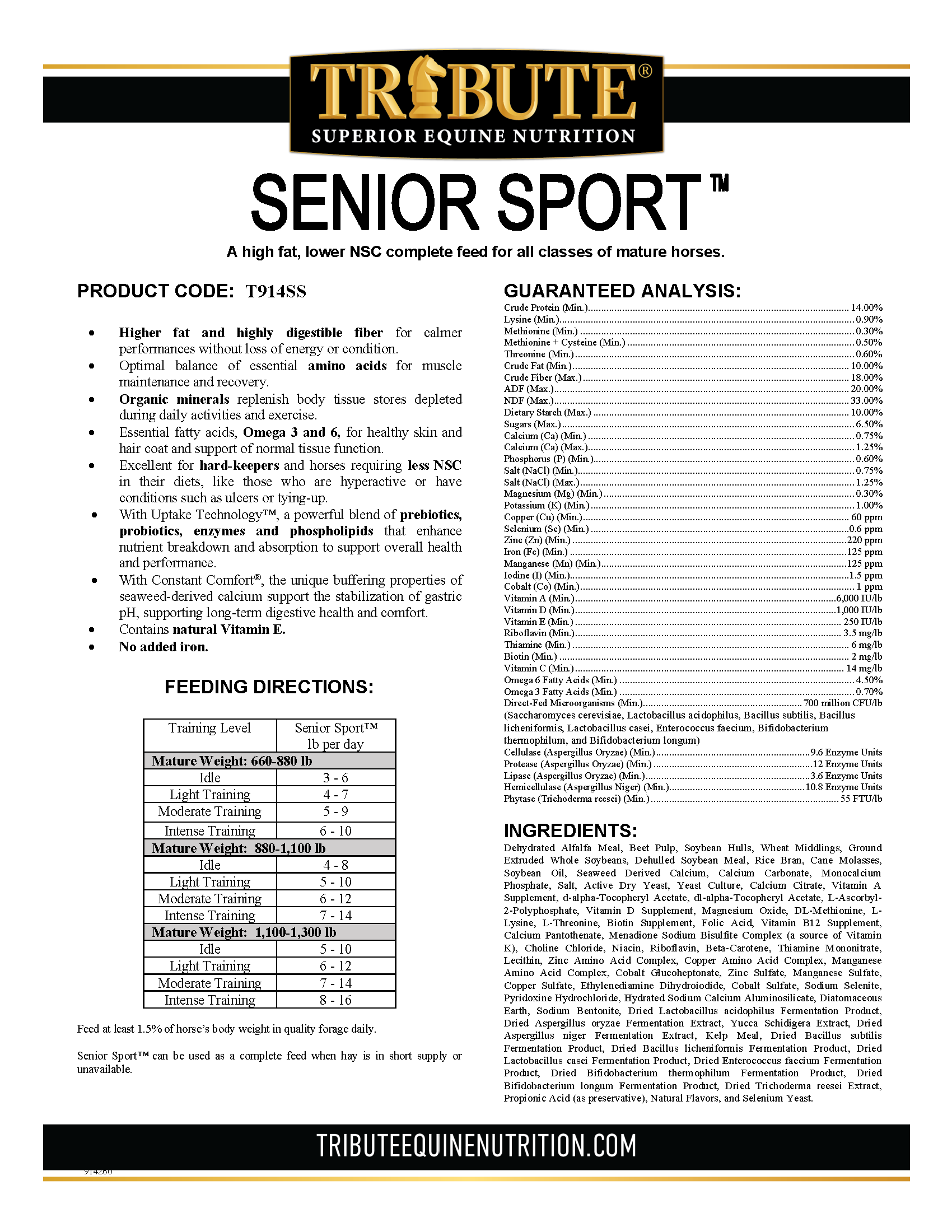TRIBUTE SENIOR SPORT - 50#