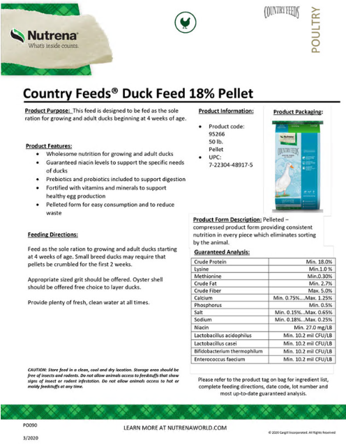 COUNTRY FEEDS 18% DUCK PELLET