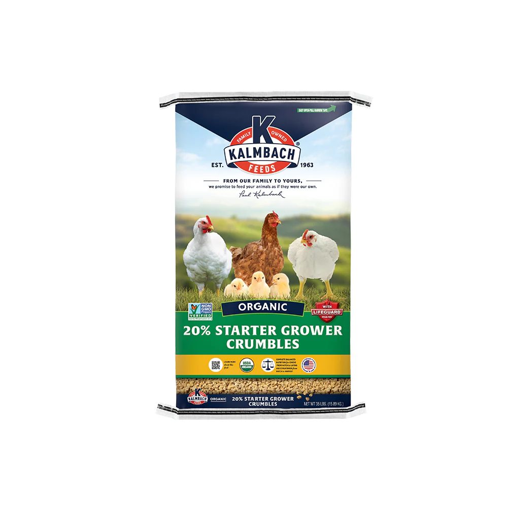 KALMBACH ORGANIC 20% STARTER GROWER CRUMBLES - 35#