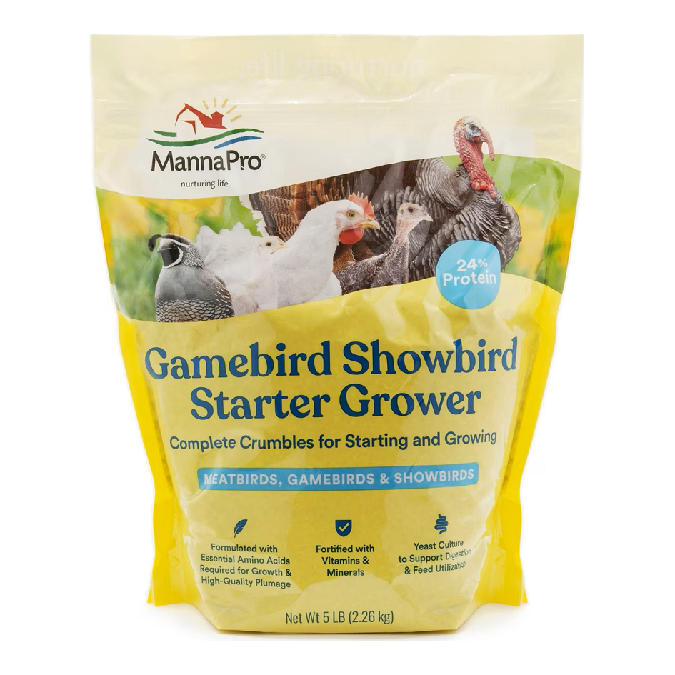 MANNA PRO GAMEBIRD SHOWBIRD STARTER GROWER CRUMBLES 5LB