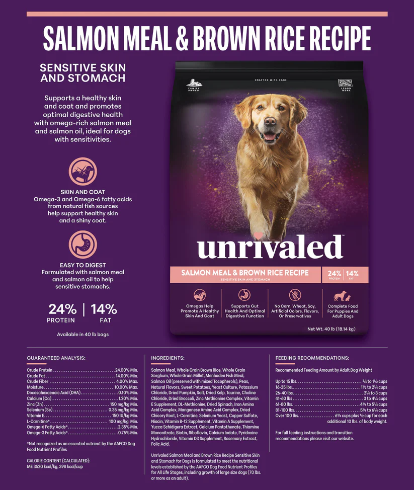 UNRIVALED SALMON MEAL & BROWN RICE - 40#