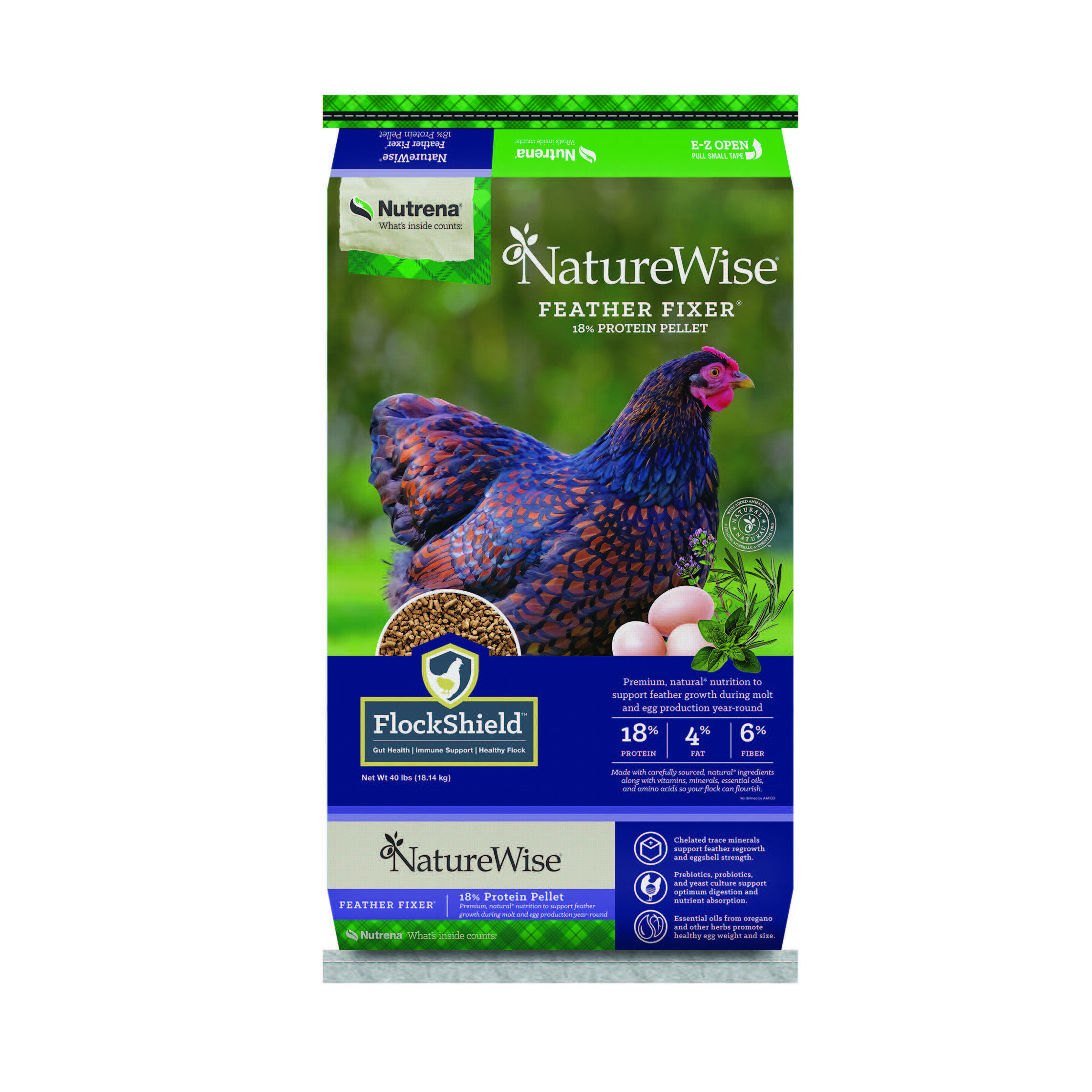 NATUREWISE FEATHER FIXER 20% PELLET 40#