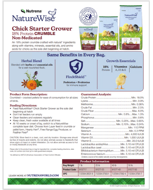 NEW NW CHICK ST GRW 18% 40LB