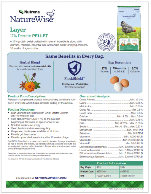 NATUREWISE 17% LAYER PELLETS - 40#