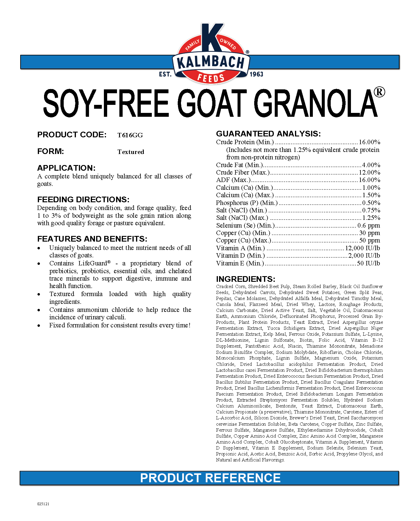 KALMBACH GOAT GRANOLA - 30#
