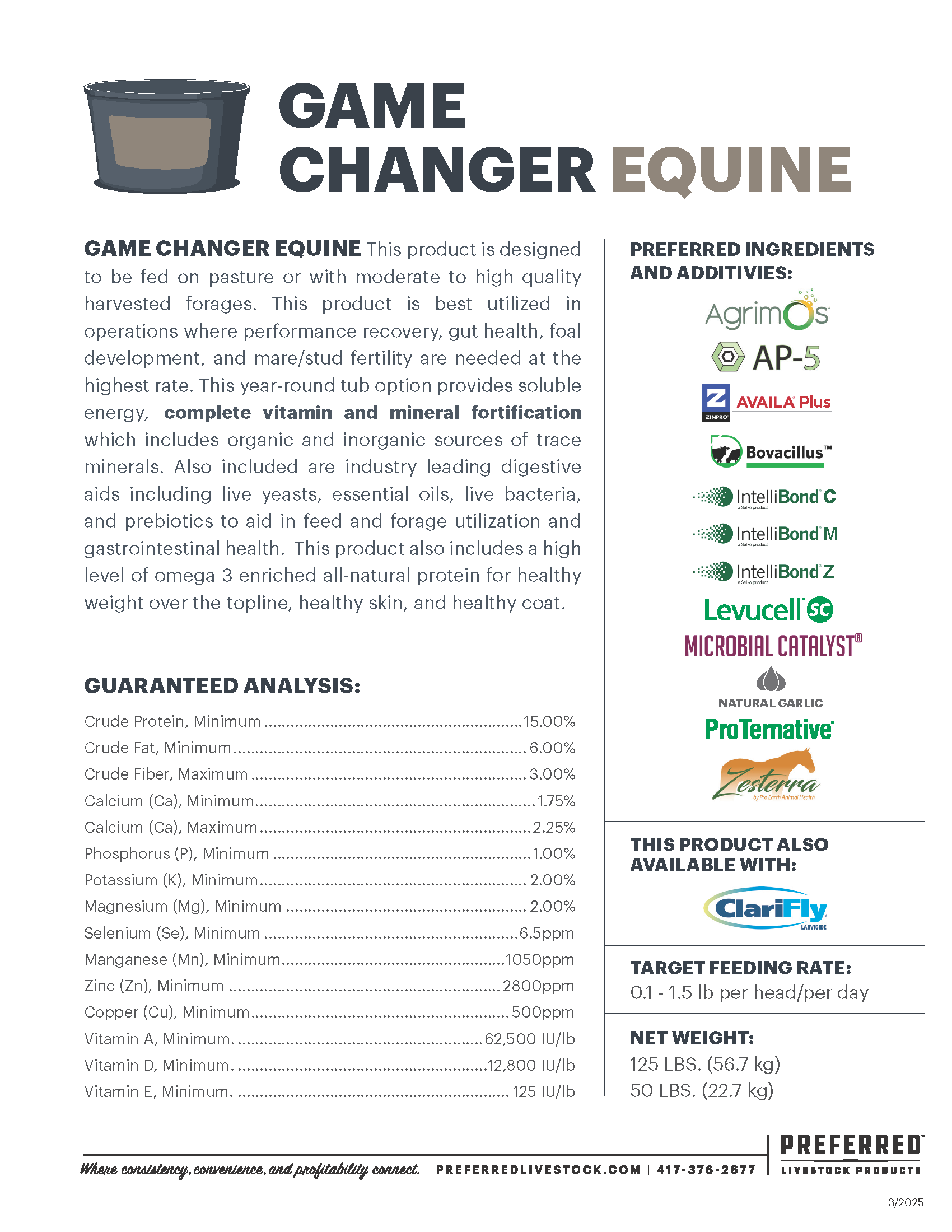 PREFERRED LIVESTOCK GAME CHANGER EQUINE TUB 125#
