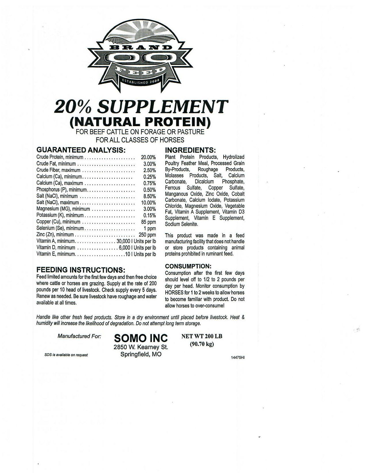 DOUBLE OO 20% AN BLUE PROTEIN TUB - 200#