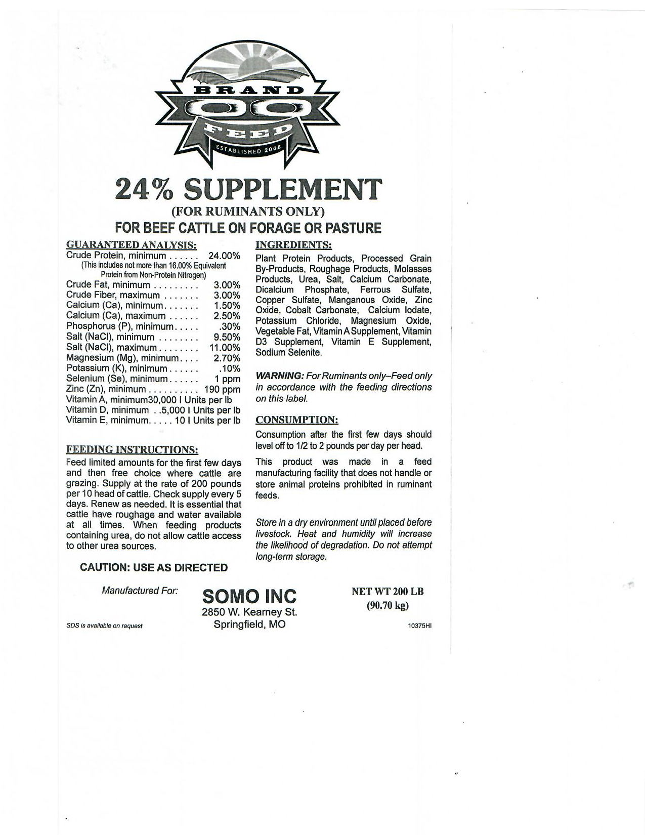 DOUBLE OO 24% BLACK PROTEIN TUB - 200#